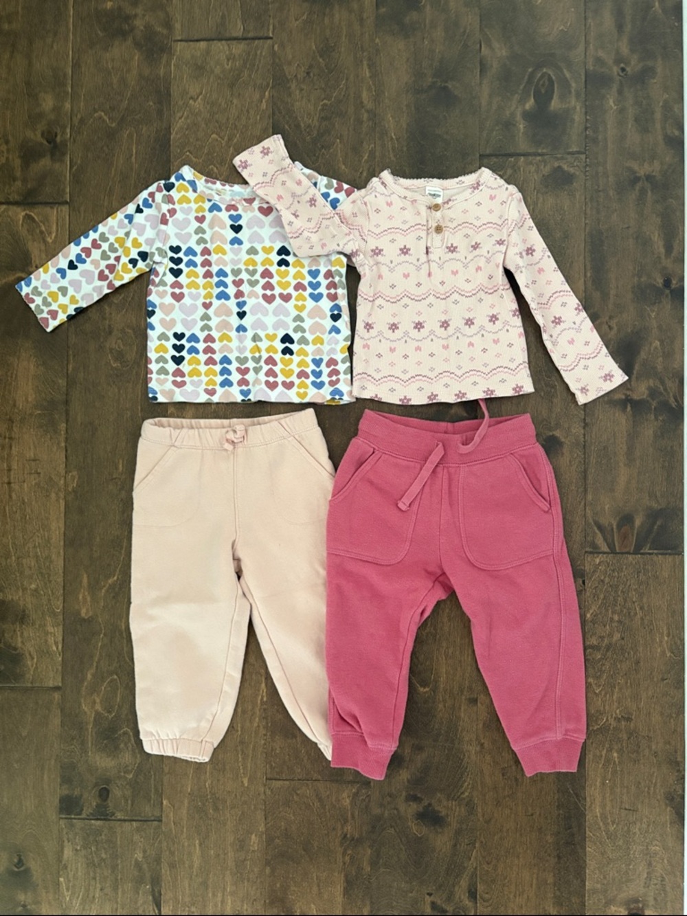 Bundle of FOUR (4) Pieces for Baby Girl 18 Month 2 Sweatpant 2 Long Sleeve Shirt